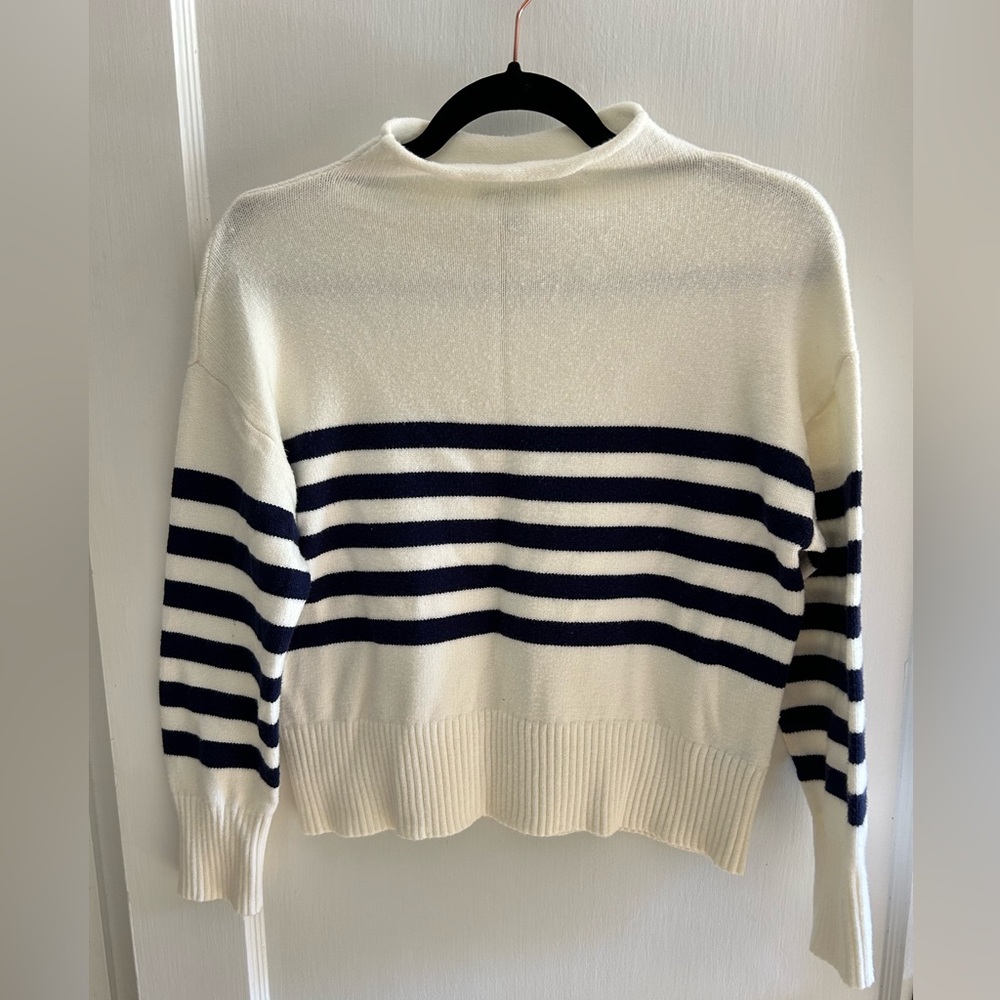 Navy and Cream Striped Sweater